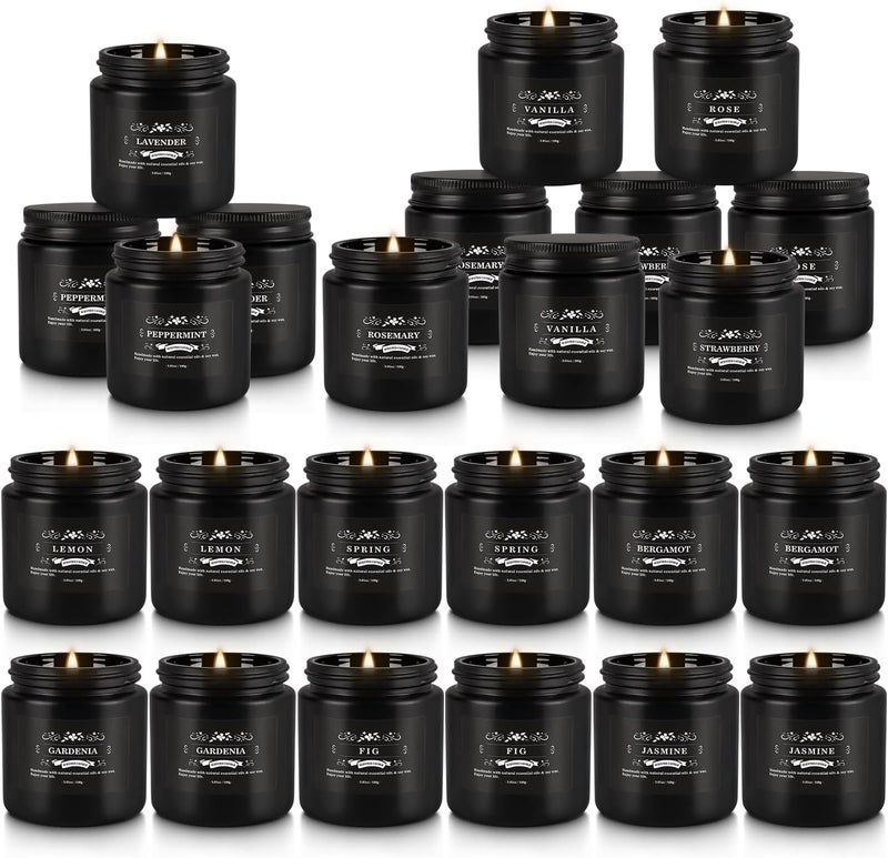 Howemon Scented Candle Set 24 Pack,Black, Candle for Home Scented, Odor Eliminating, Stress Relief, Long Lasting Soy Wax Gift Set - Image 4